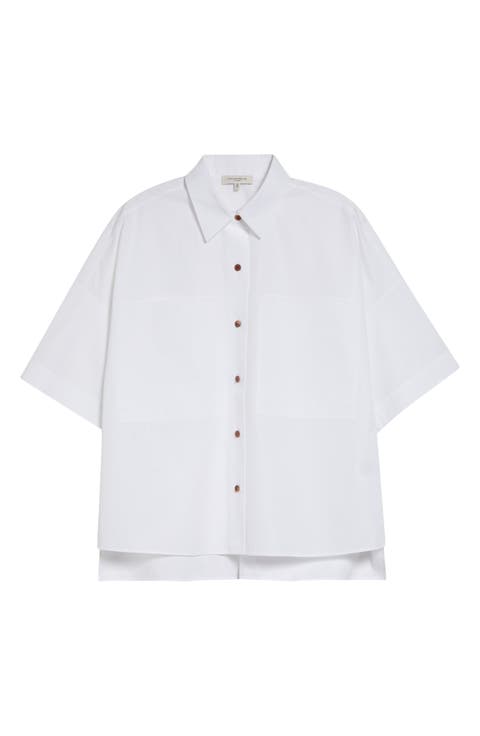 Workwear Organic Cotton Poplin Short Sleeve Button-Up Shirt