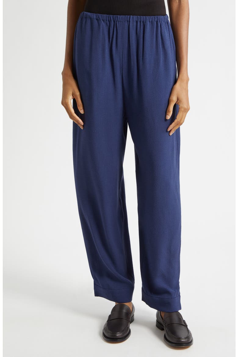 Micro Leopard Spot Jacquard Wide Leg Pants, Main, color, NAVY