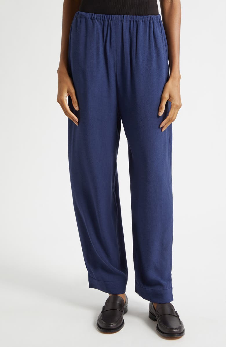 Emporio Armani Micro Leopard Spot Jacquard Wide Leg Pants, Main, color, Navy