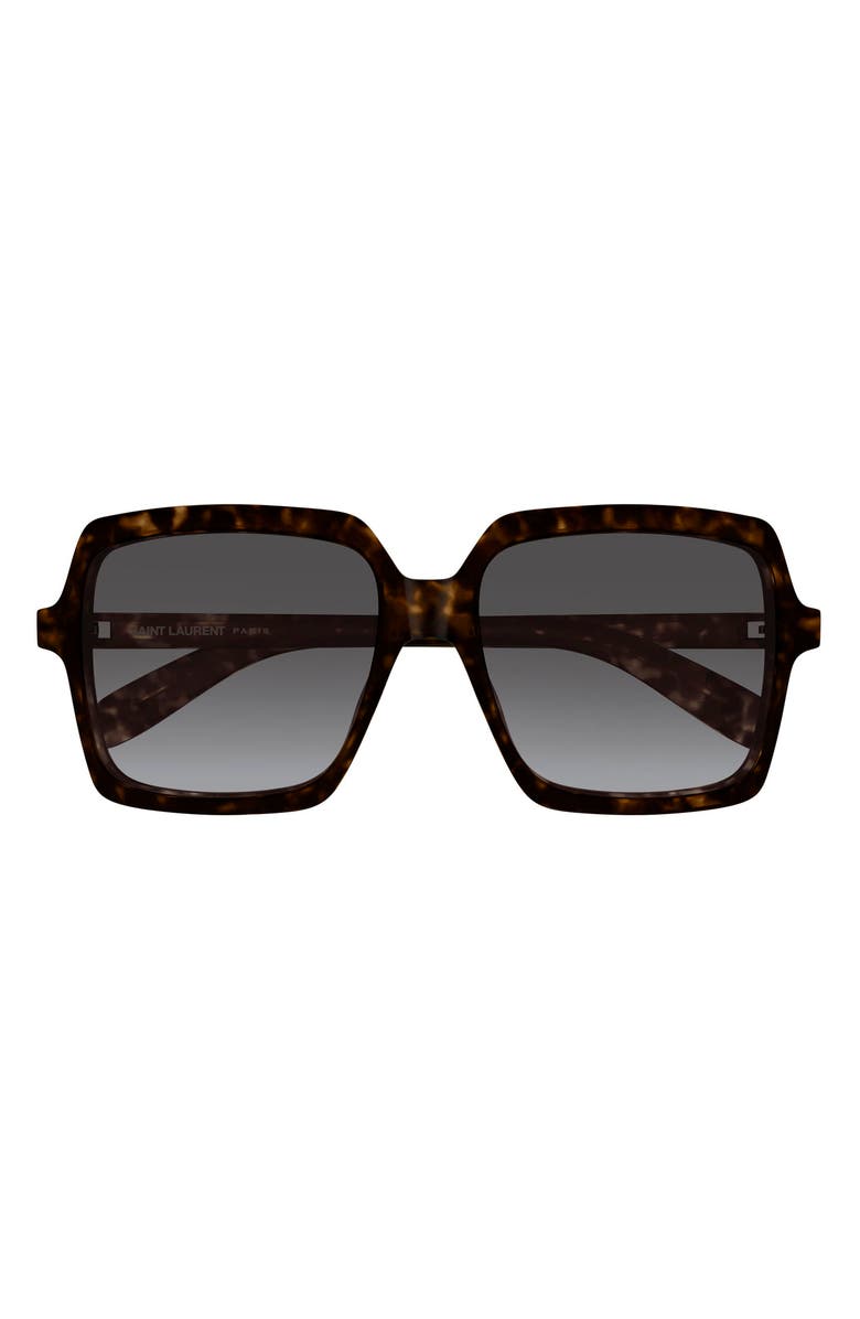 Saint Laurent 56mm Gradient Square Sunglasses, Main, color, Havana