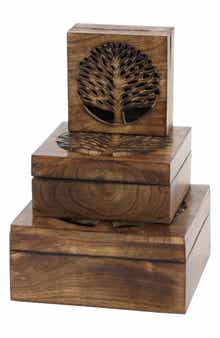 SONOMA SAGE HOME Handmade Wood Tree Set of 3 Storage Boxes