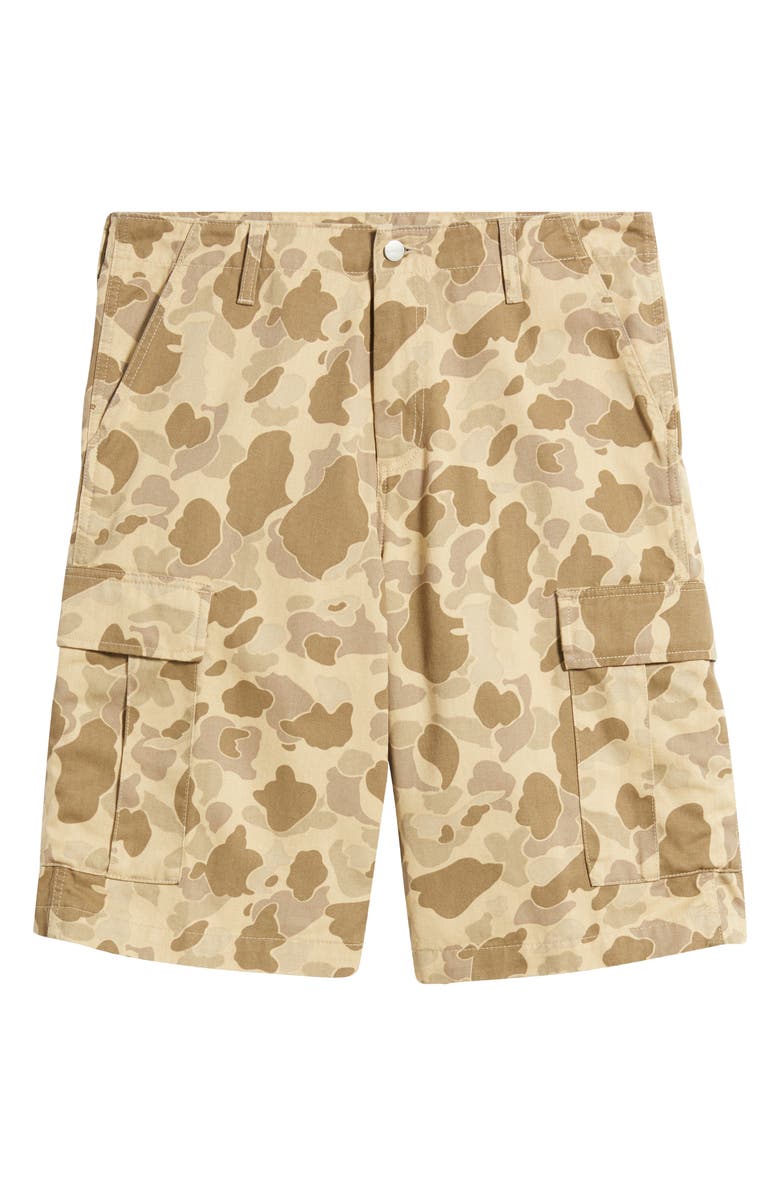 Carhartt Work In Progress Organic Cotton Cargo Shorts, Alternate, color, Camo Duck Desert (Rinsed)