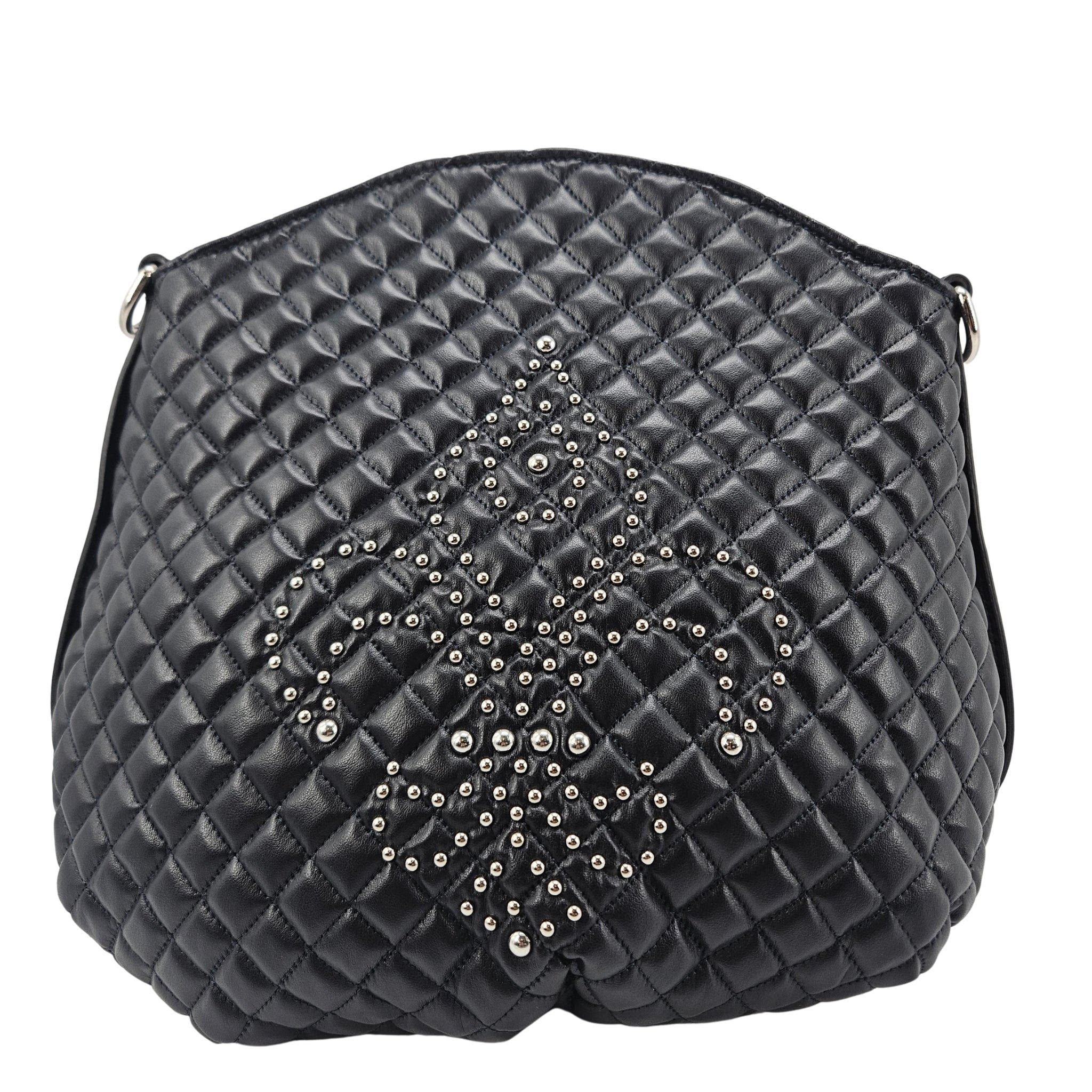 Quilted Fleur de lis Shoulder Bag, Main, color, navy