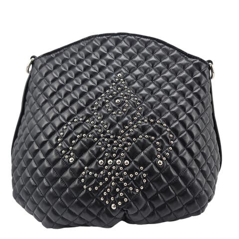 Quilted Fleur de lis Shoulder Bag