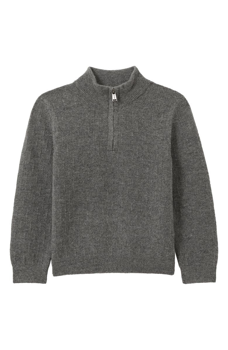 Reiss Kids' Chester Jr. Half Zip Wool Sweater, Main, color, Mid Grey Melange