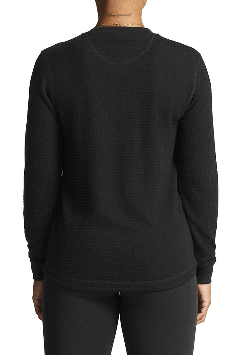 Waffle Knit Long Sleeve T-Shirt, Alternate, color, BLACK