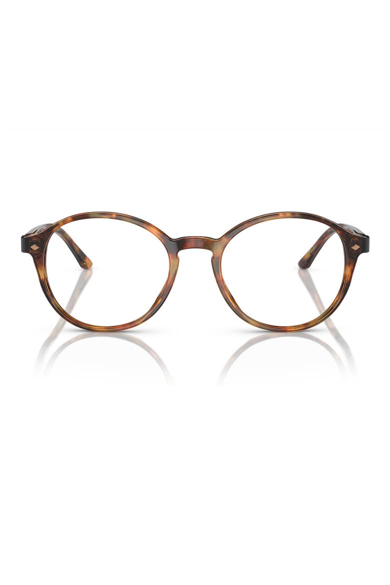 Girorgio Armani 47mm Round Optical Glasses, Main, color, YELLOW HAVANA / DEMO LENS