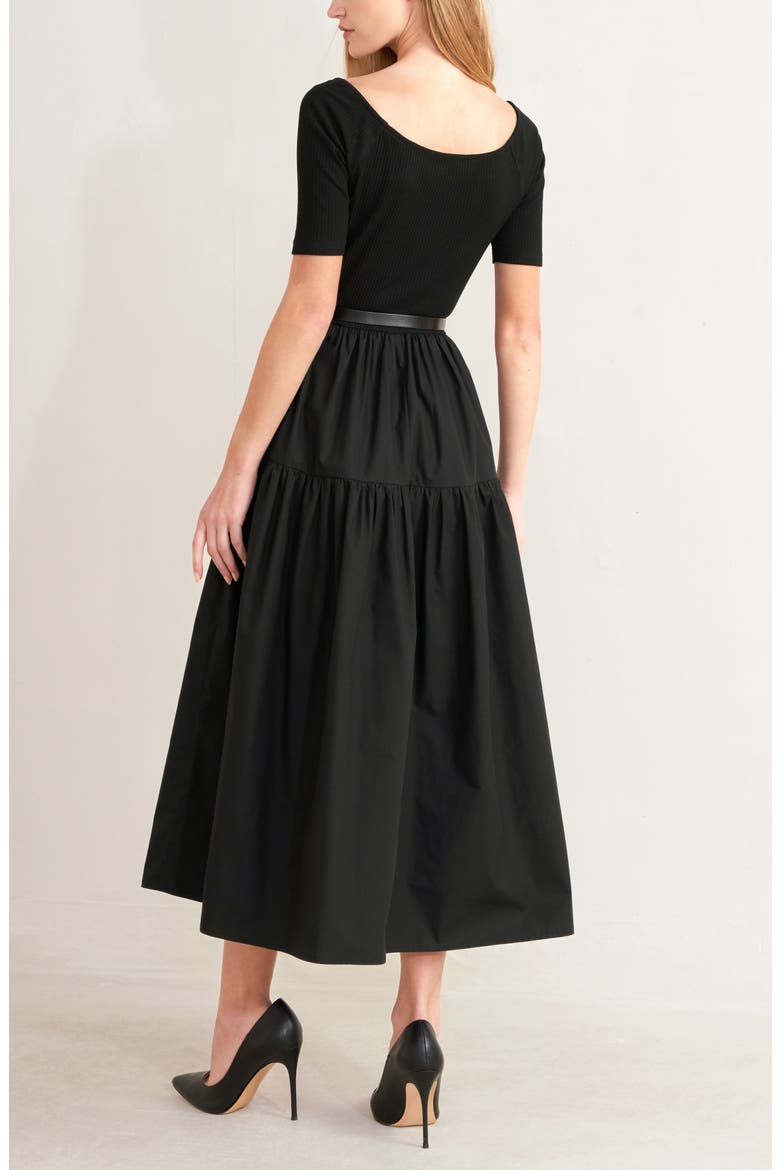 Belted Tiered Maxi Dress, Alternate, color, BLACK