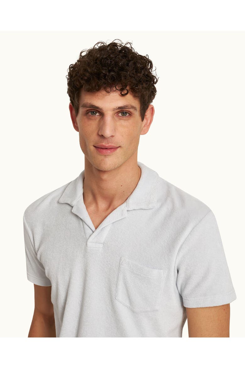 Terry Towelling Tailored Fit Towelling Polo Shirt, Alternate, color, Light Sky Pool