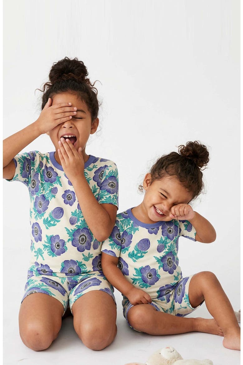 100% Organic Cotton Print Shortie Snug Fit Kids Pajamas, Alternate, color, Purple Poppy