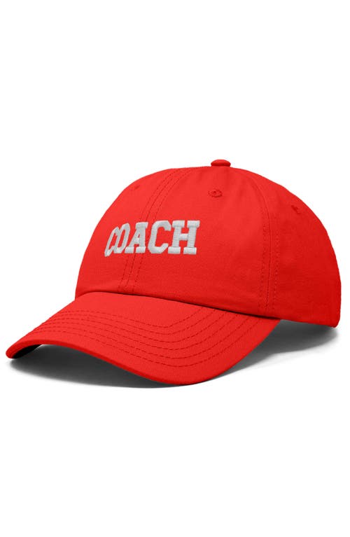 Dalix Coach Embroidered Sports Dad Cap In Red