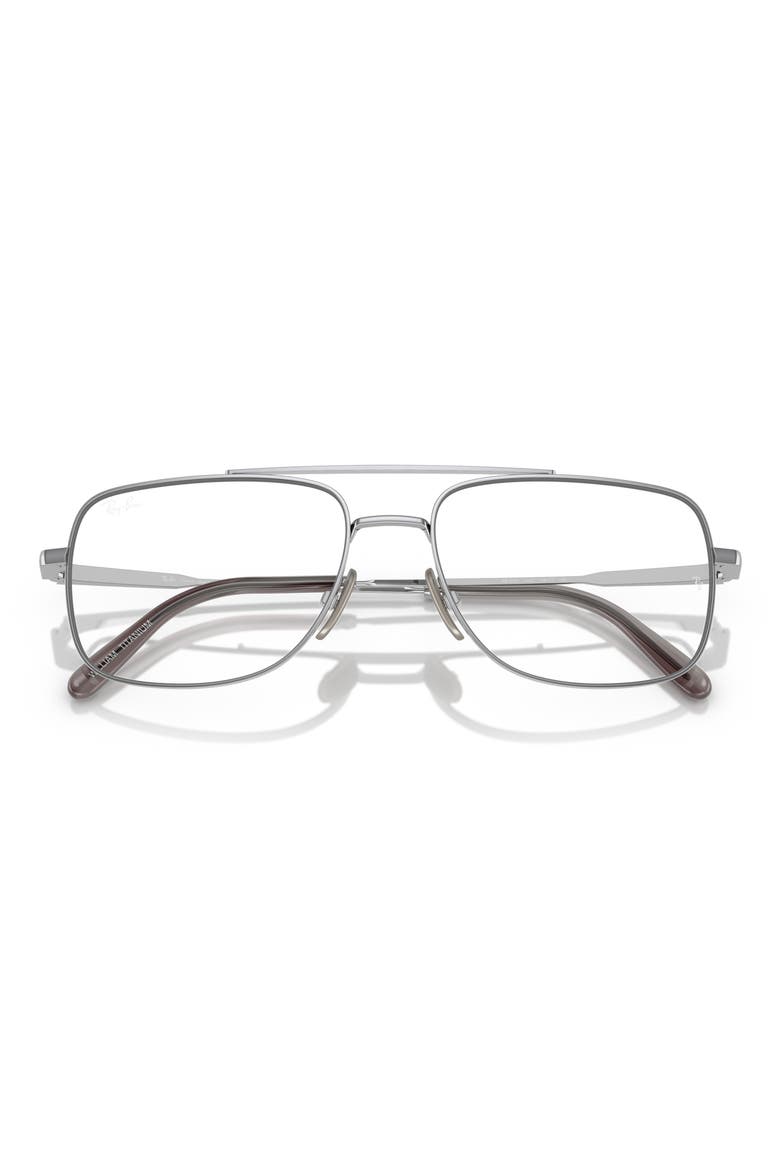 William Titanium 56mm Square Optical Glasses, Alternate, color, SILVER
