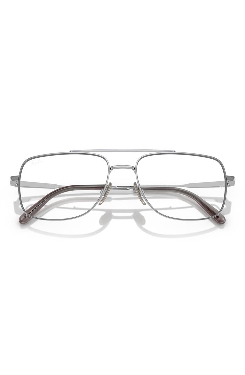 Ray-Ban 58mm Square Optical Glasses, Alternate, color, Silver