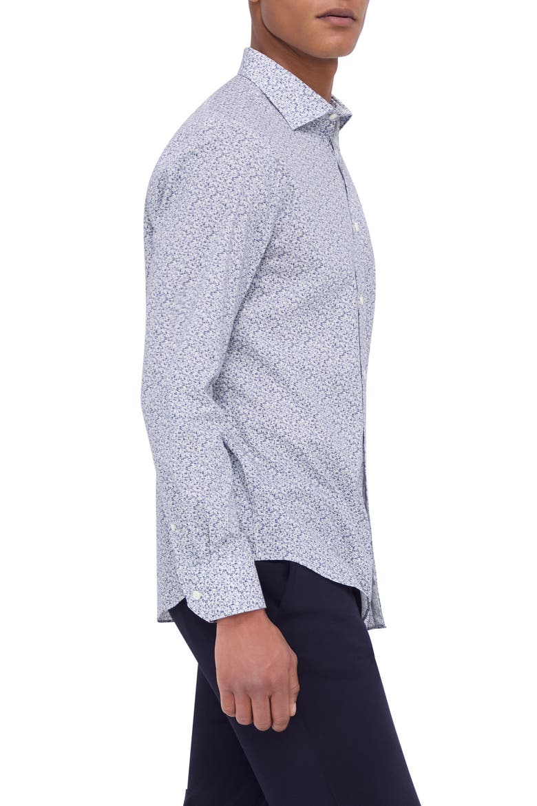 Axel Shaped Fit Abstract Print Stretch Button-Up Shirt, Alternate, color, LILAC