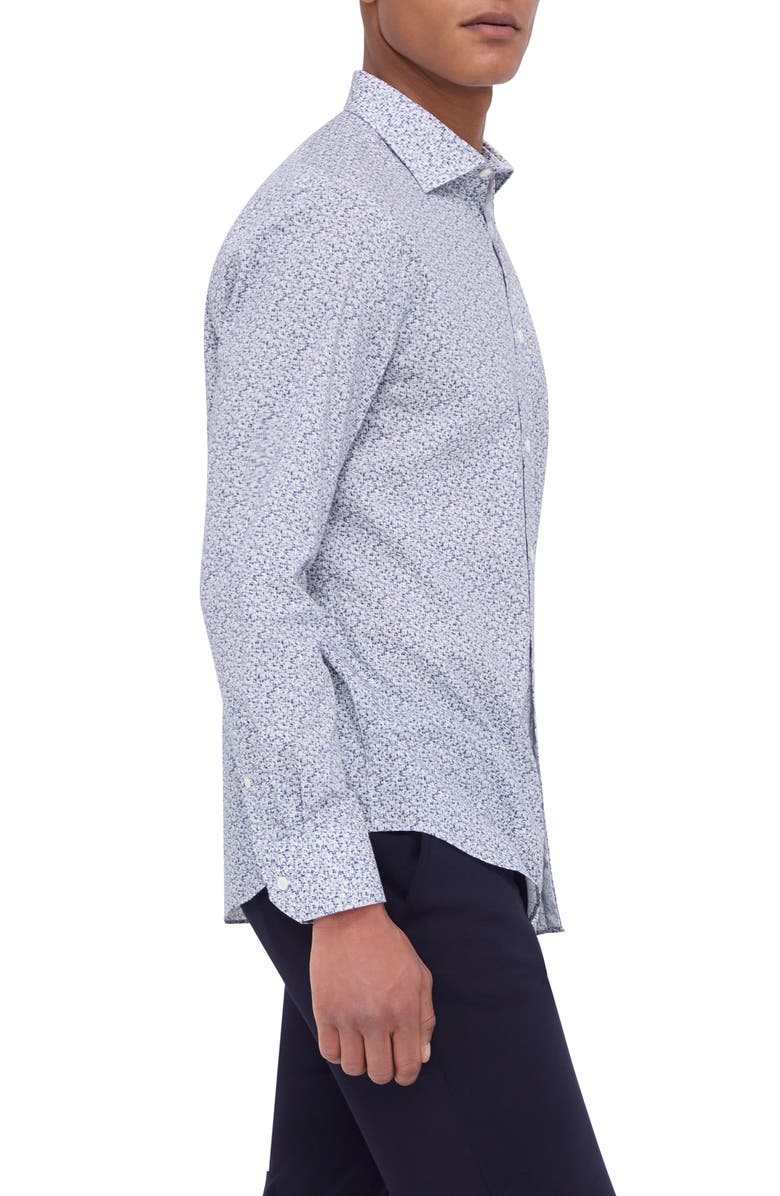 Bugatchi Axel Shaped Fit Abstract Print Stretch Button-Up Shirt, Alternate, color, Lilac