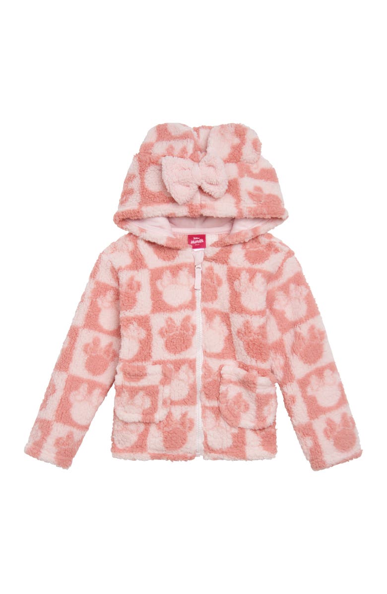 Disney Faux Shearling Hoodie, Main, color, Minnie Mouse Pink