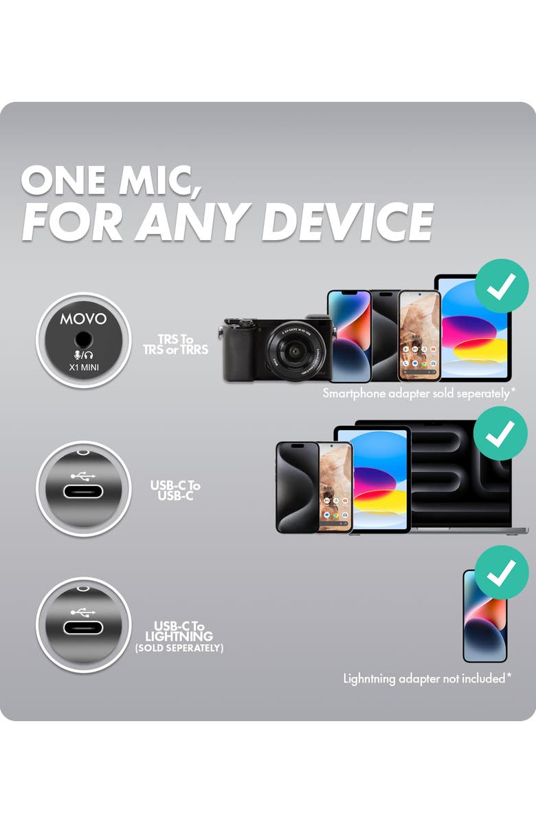 MOVO X1-Mini Video Shotgun Mic - Supercardioid 3.5mm/USB-C Analog/Digital Microphone for Cameras, Smartphones, Computers, Alternate, color, Black