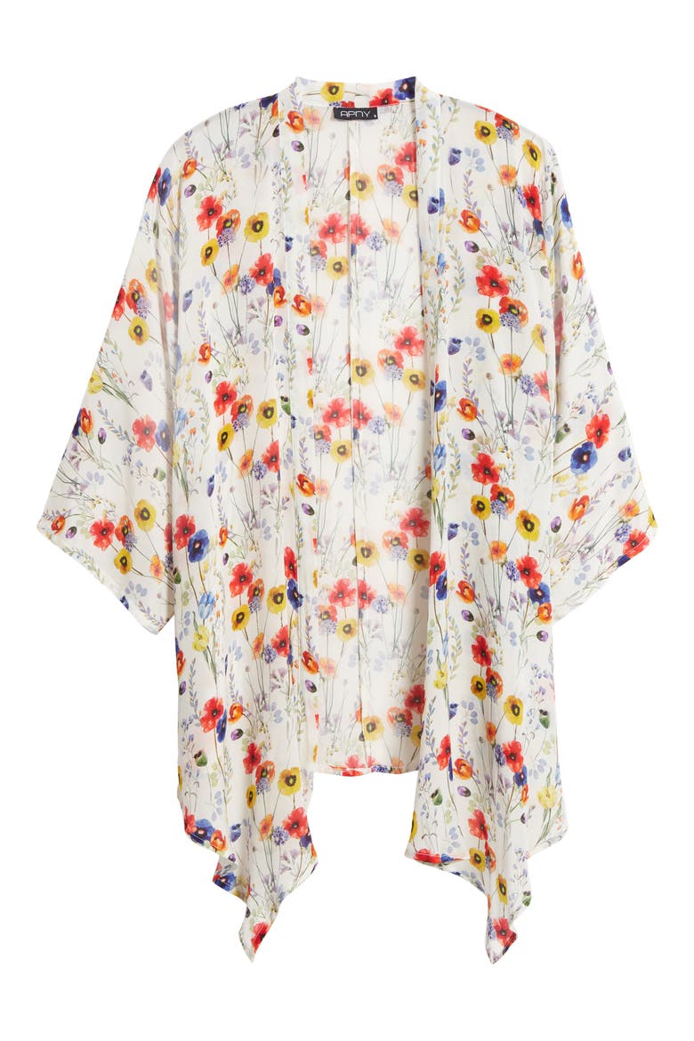 Floral Open Front Jacket, Alternate, color, WHITE MULTI