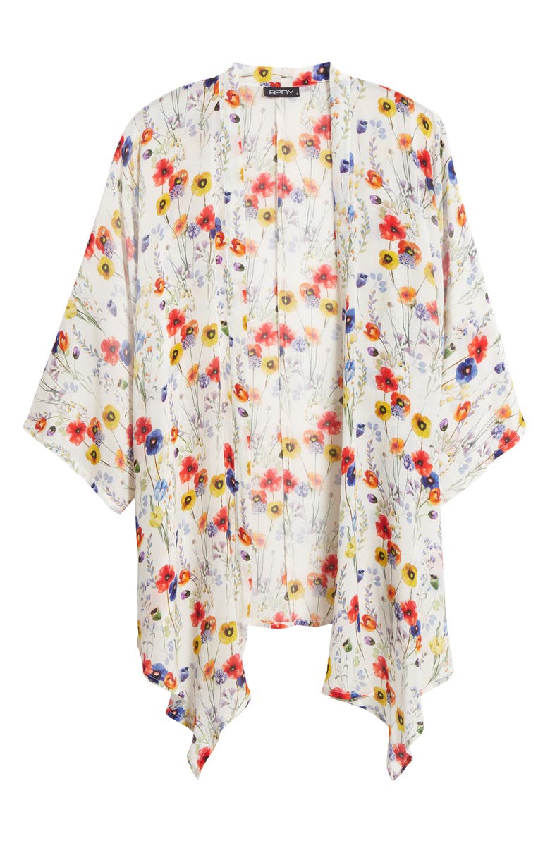 APNY Floral Open Front Jacket, Alternate, color, White Multi