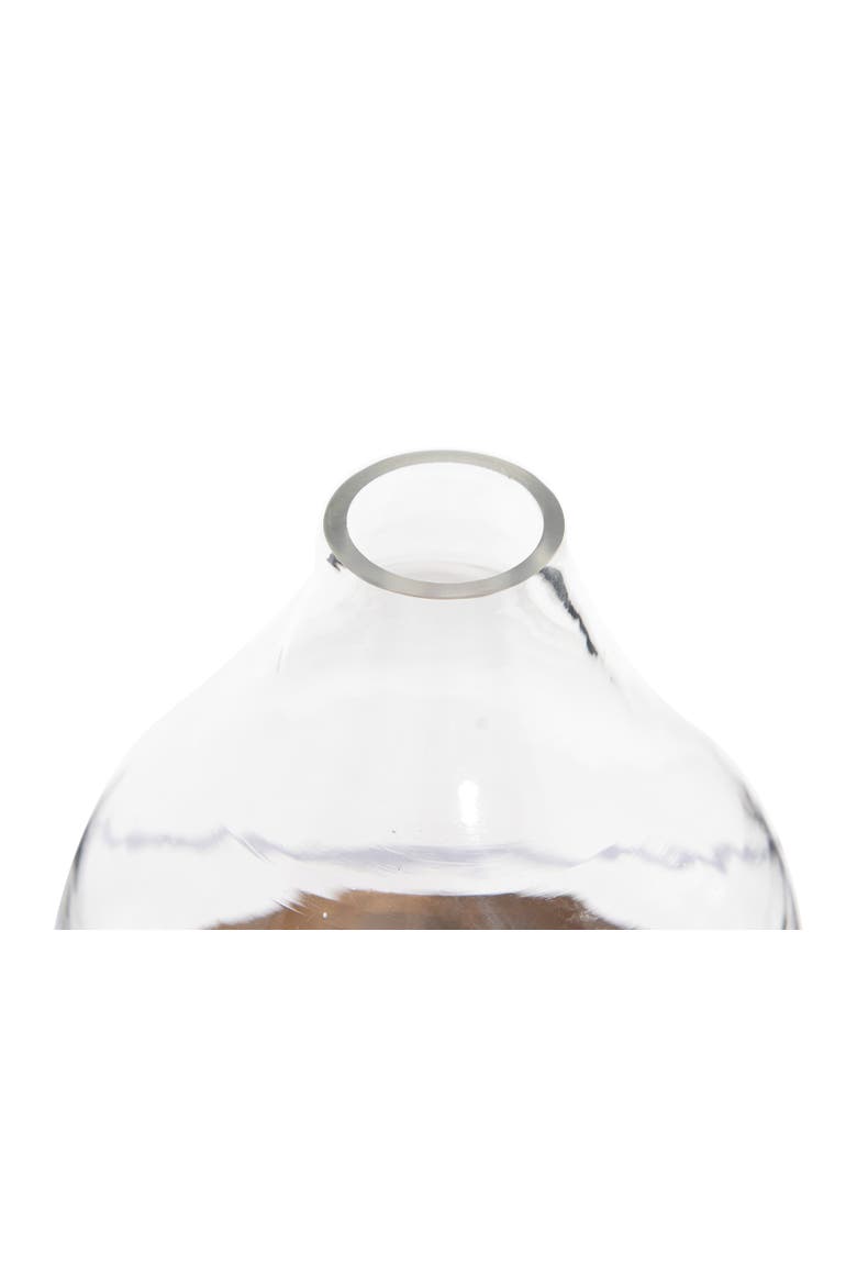 Decorative Glass Cloche with Metal Tray, Clear and Copper, Alternate, color, Brown