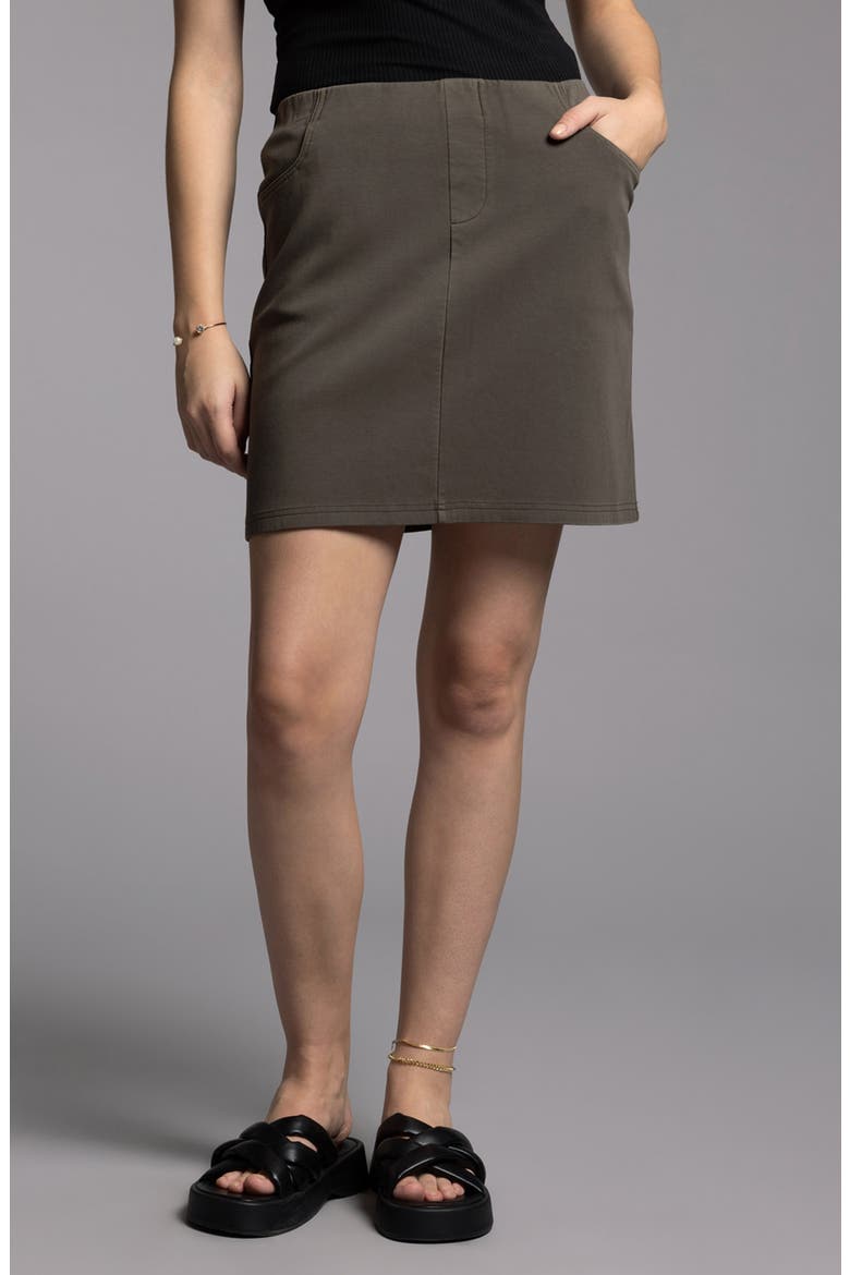 Genevieve Cotton Blend Skirt, Alternate, color, BLACK BROWN