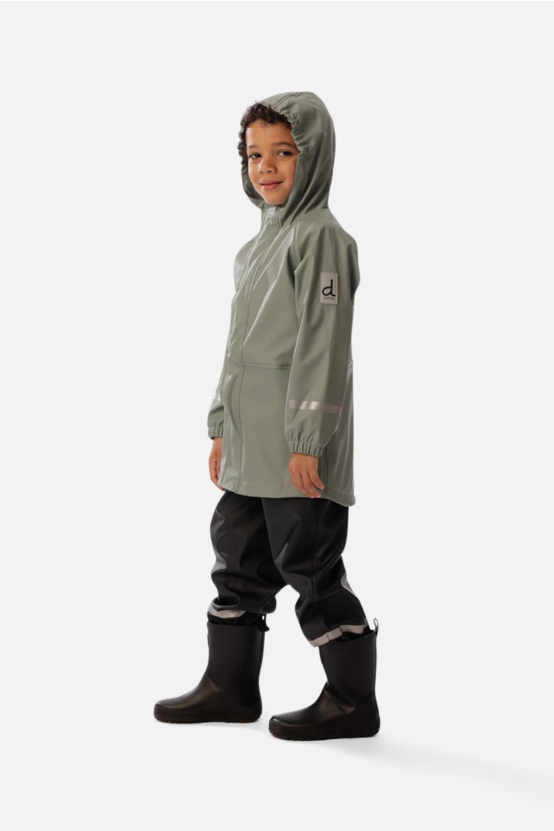 Color Block Hooded Reflective Rain Jacket, Alternate, color, Sage Green