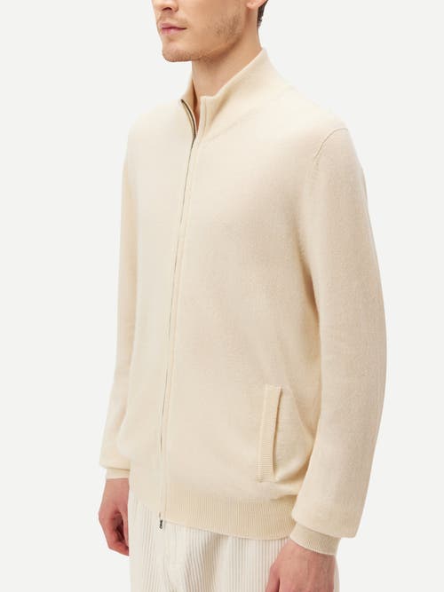 Gobi Mongolian Cashmere Full Zip Stand Collar Cardigan In Neutral