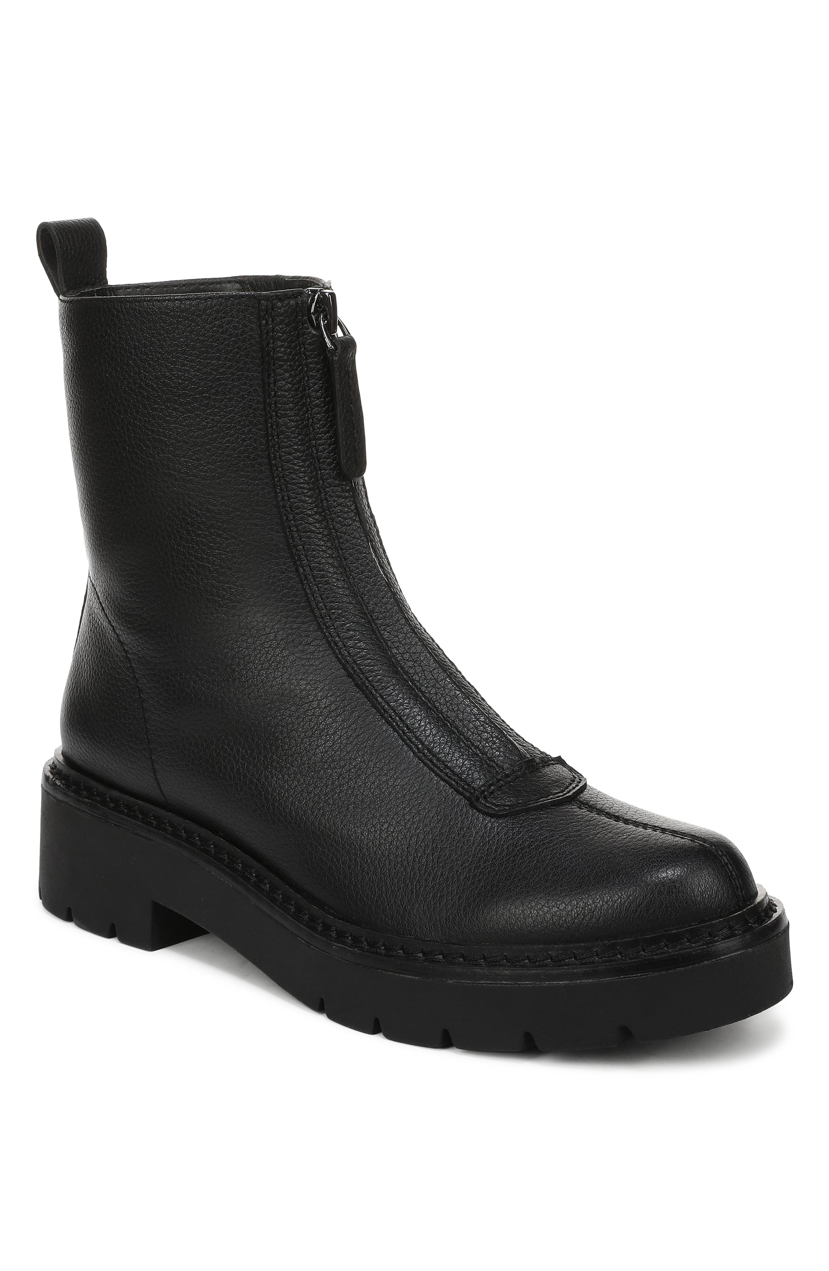 Delilah Leather Short Boot, Main, color, BLACK