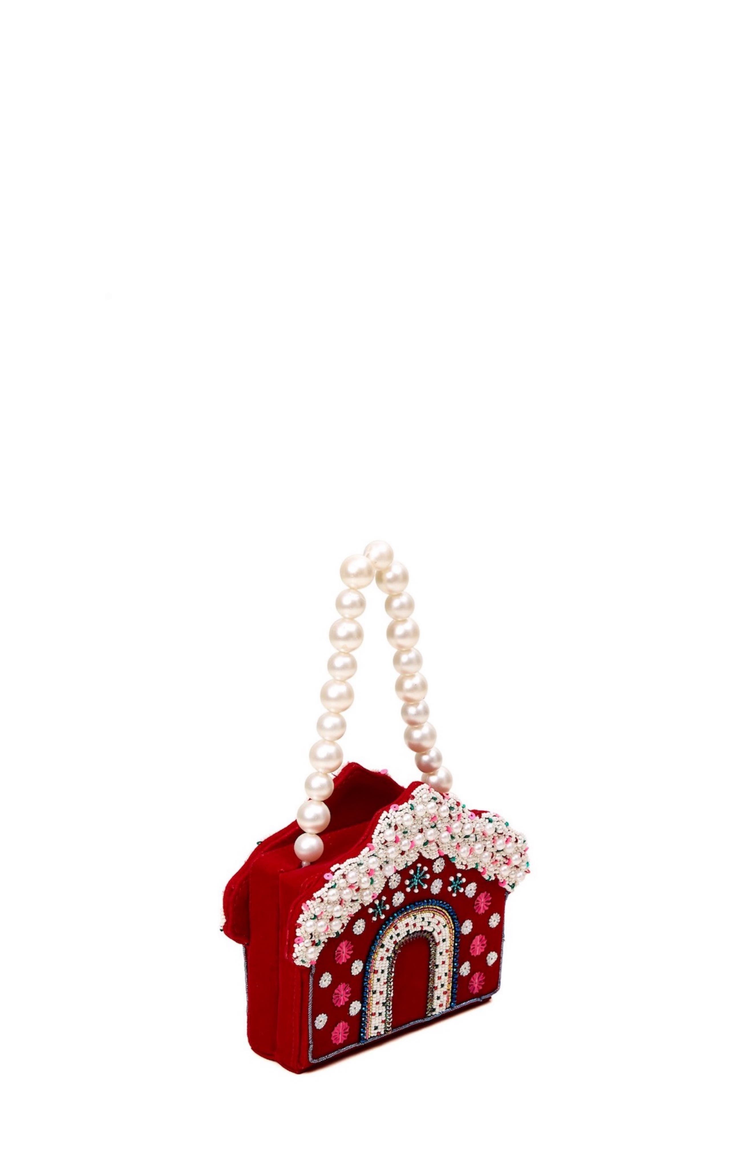 Winter Cottage House Mini Bag, Alternate, color, Red