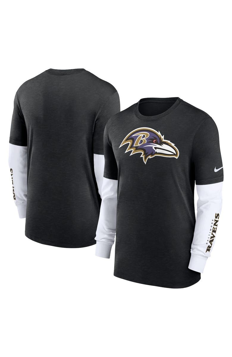 Nike Men's Nike Heather Black Baltimore Ravens Slub Fashion Long Sleeve T-Shirt, Main, color, 