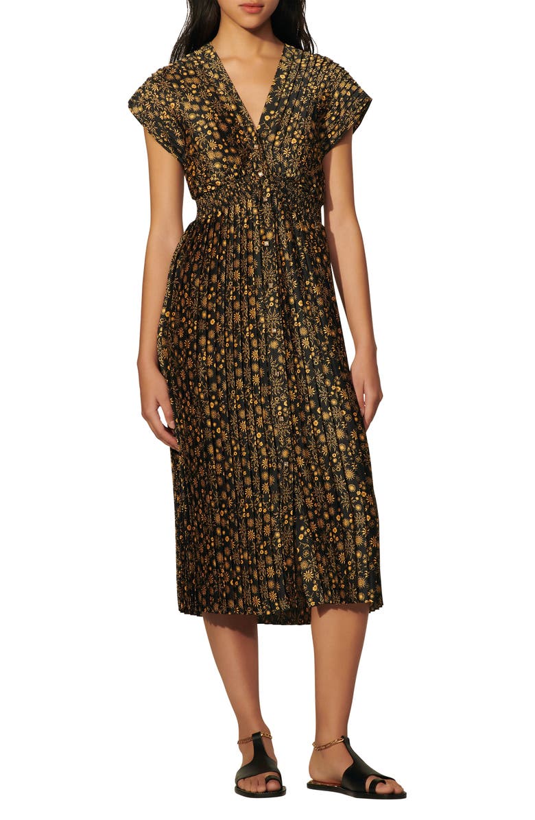SANDRO Vienne Pleated Dress, Main, color, 
