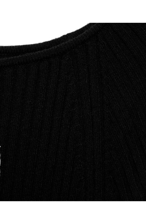 Mango Ribbed Knit Dress Black In Black