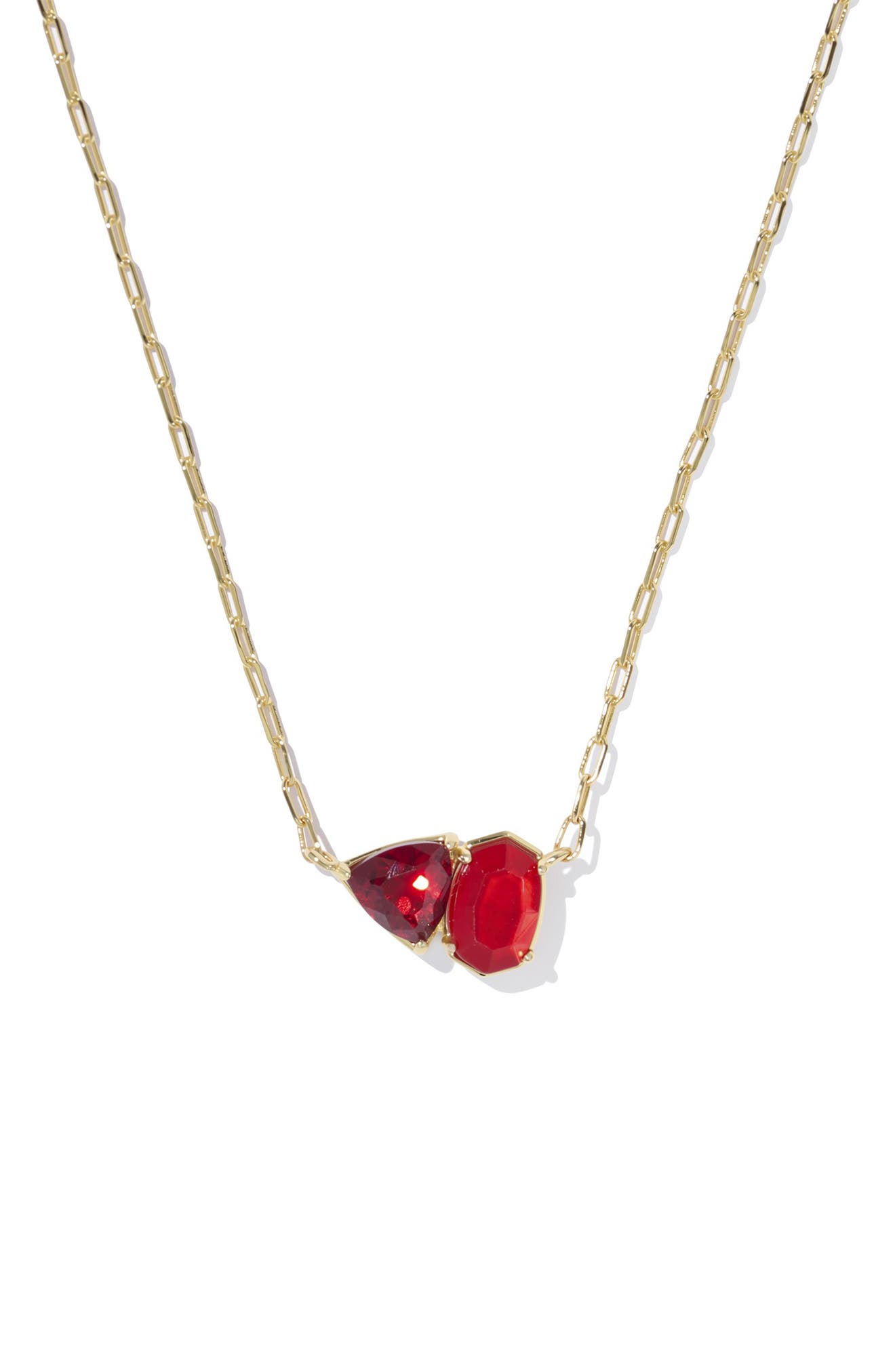 Kendra Scott Tatum Pendant Necklace In Gold Red Mix