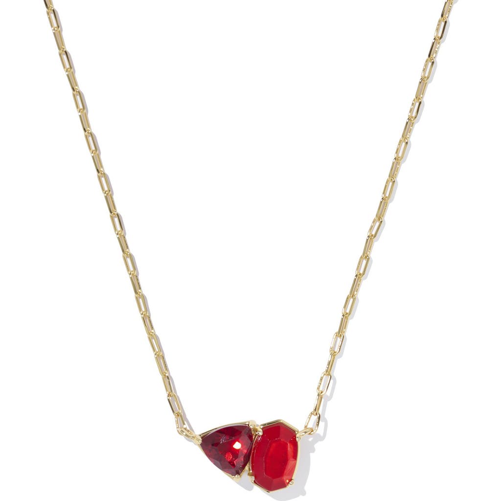 Kendra Scott Tatum Pendant Necklace In Gold Red Mix
