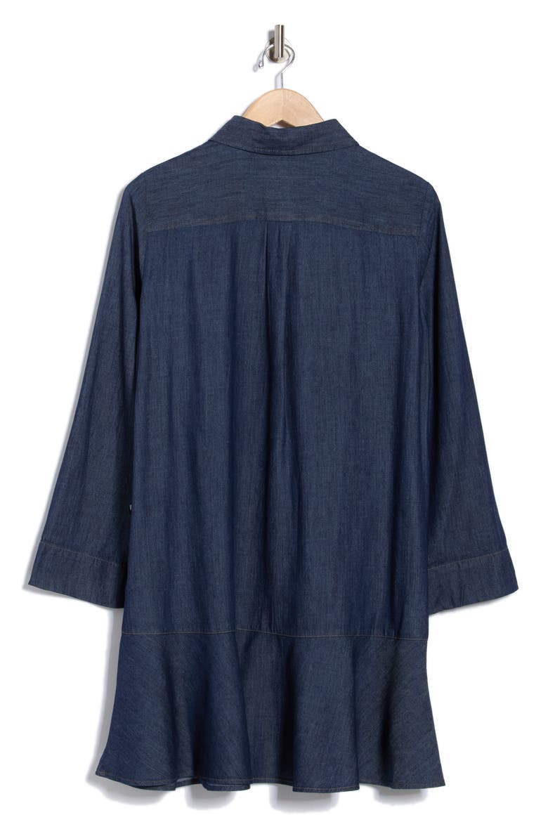 Roll Sleeve Chambray Dress, Alternate, color, DARK WASH
