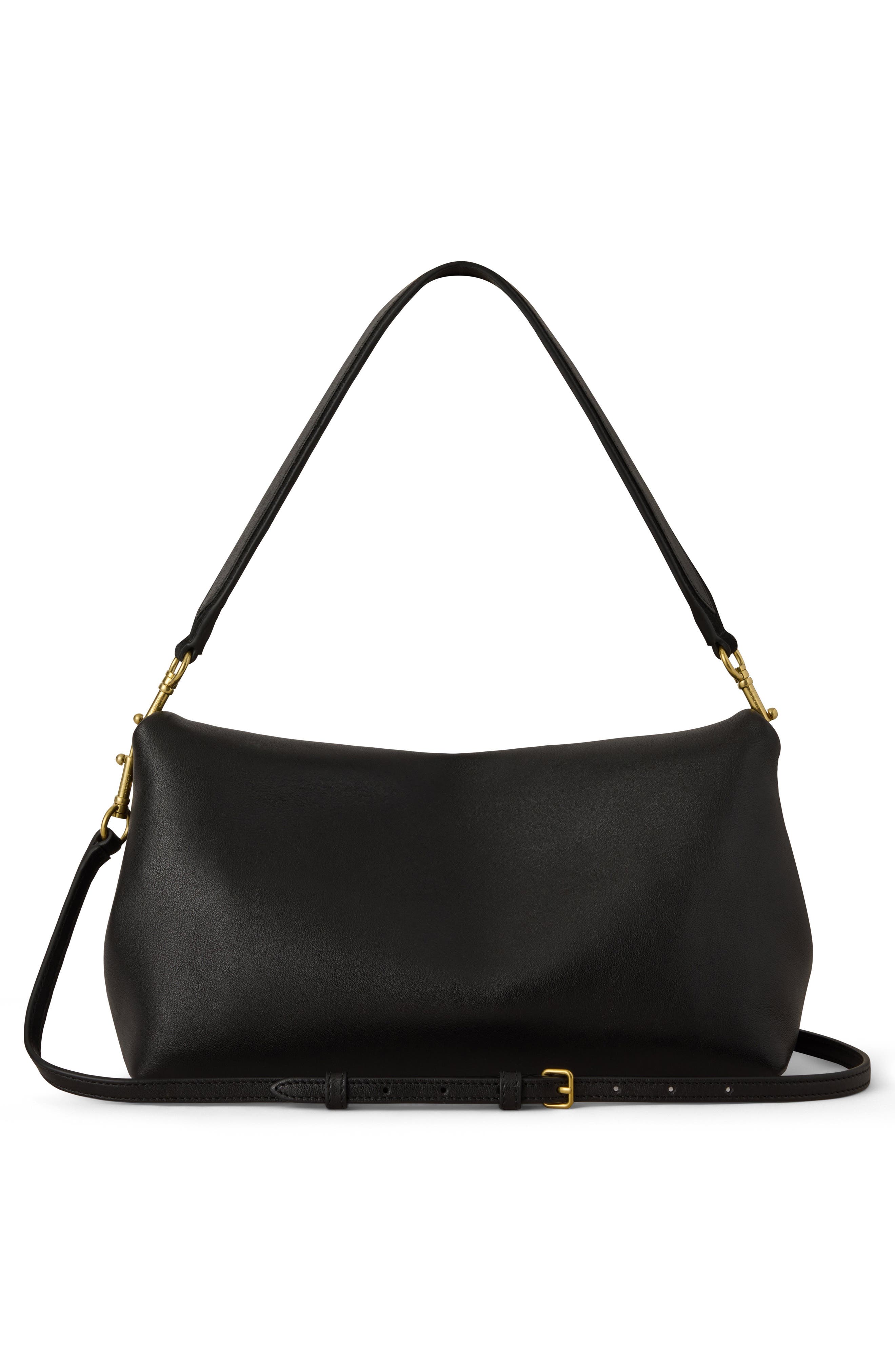 Delilah Leather Flap Shoulder Bag, Alternate, color, BLACK