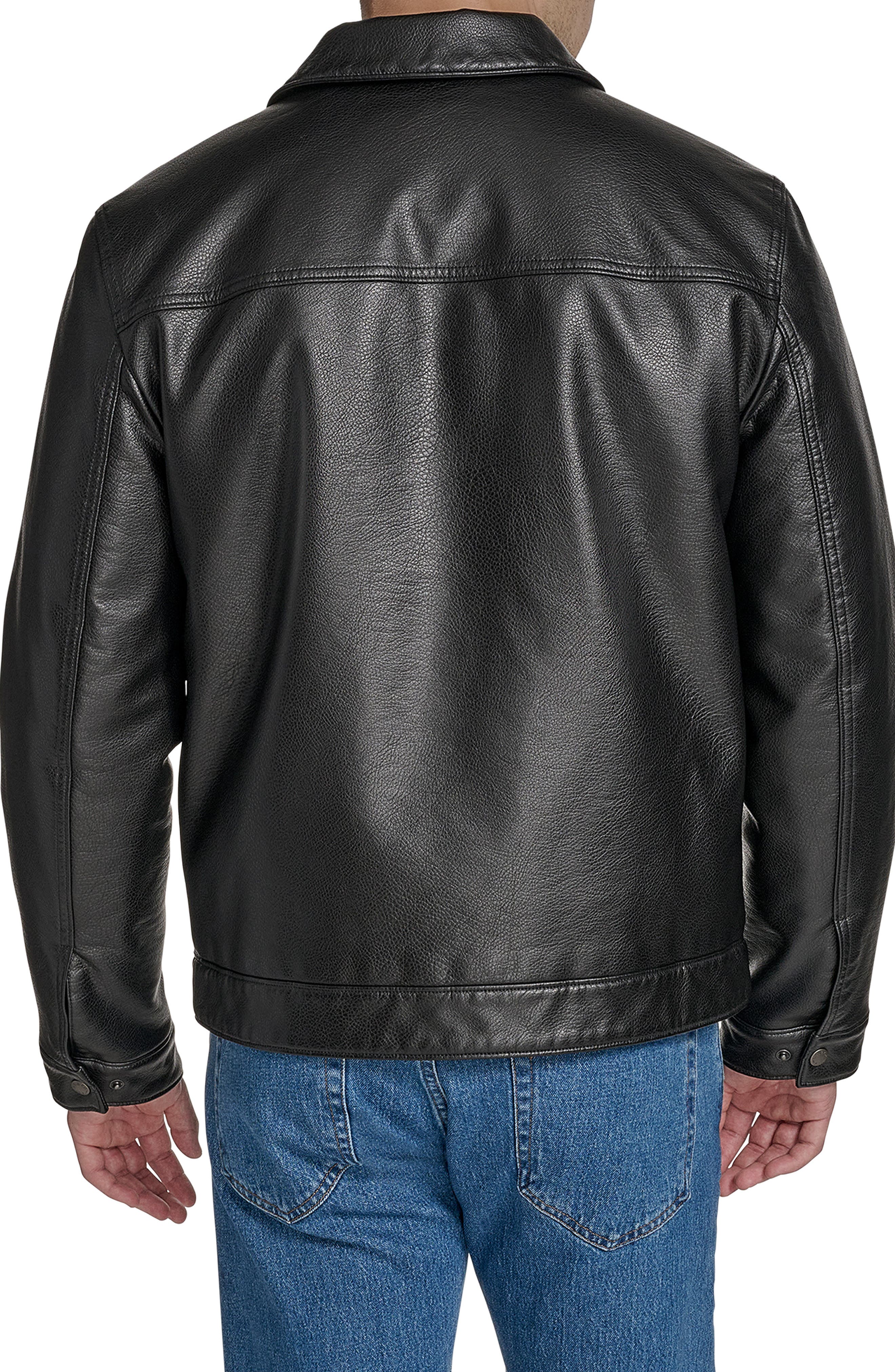 Relaxed Water Resistant Faux Leather Trucker Jacket - image 2