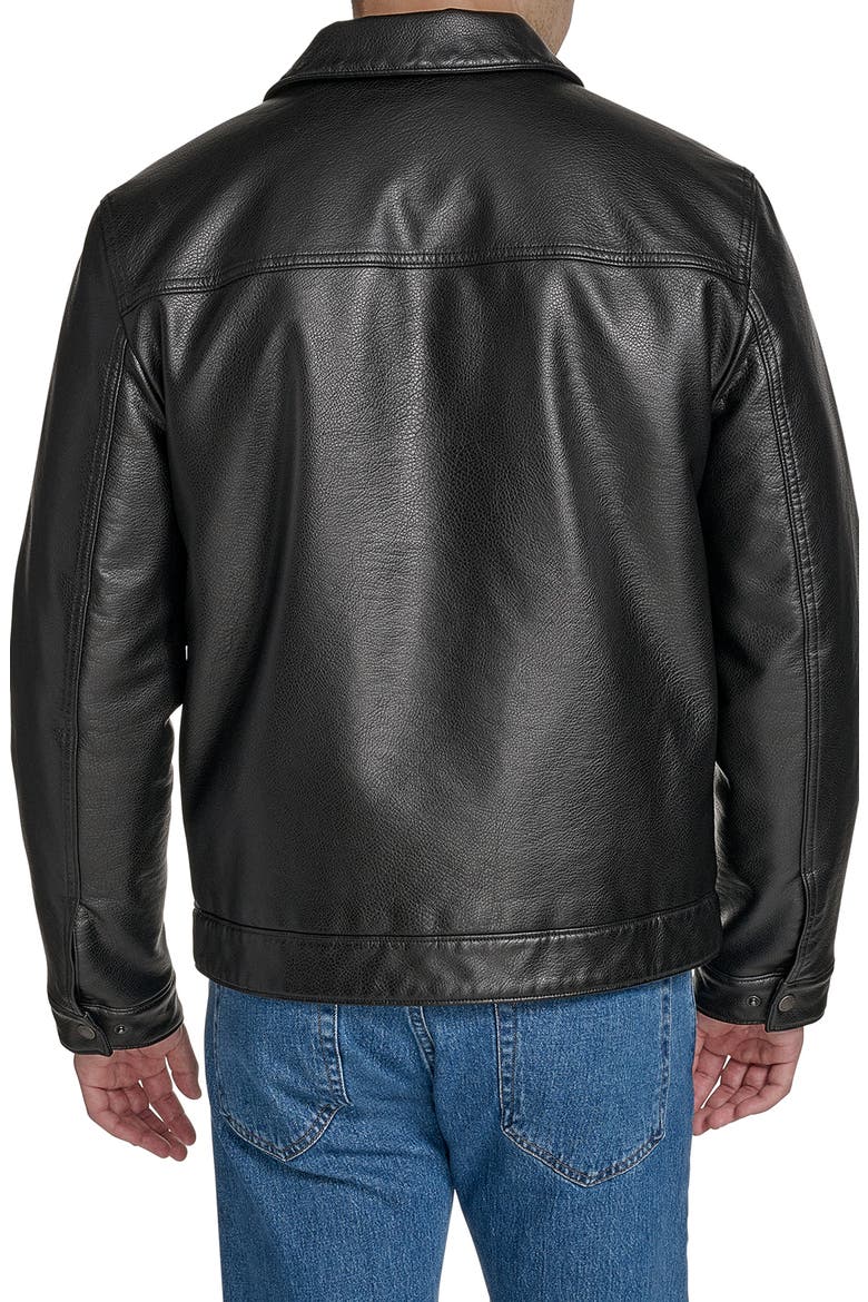 Relaxed Water Resistant Faux Leather Trucker Jacket (Men) | Nordstrom
