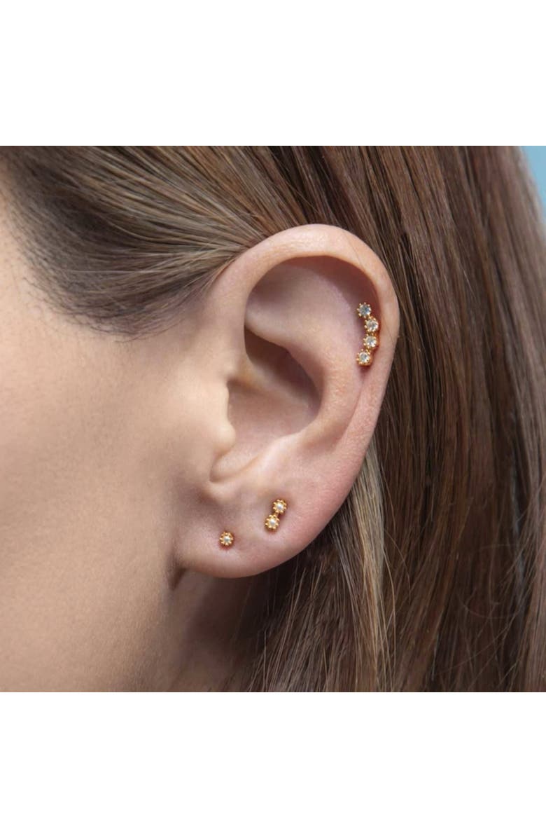 Outofoffice Gold Pearl Pavé Trio Stud Earring Set, Alternate, color, Gold