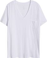 Caslon® Short Sleeve Cotton & Modal V-Neck Pocket T-Shirt