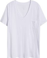 Caslon® Short Sleeve Cotton & Modal V-Neck Pocket T-Shirt