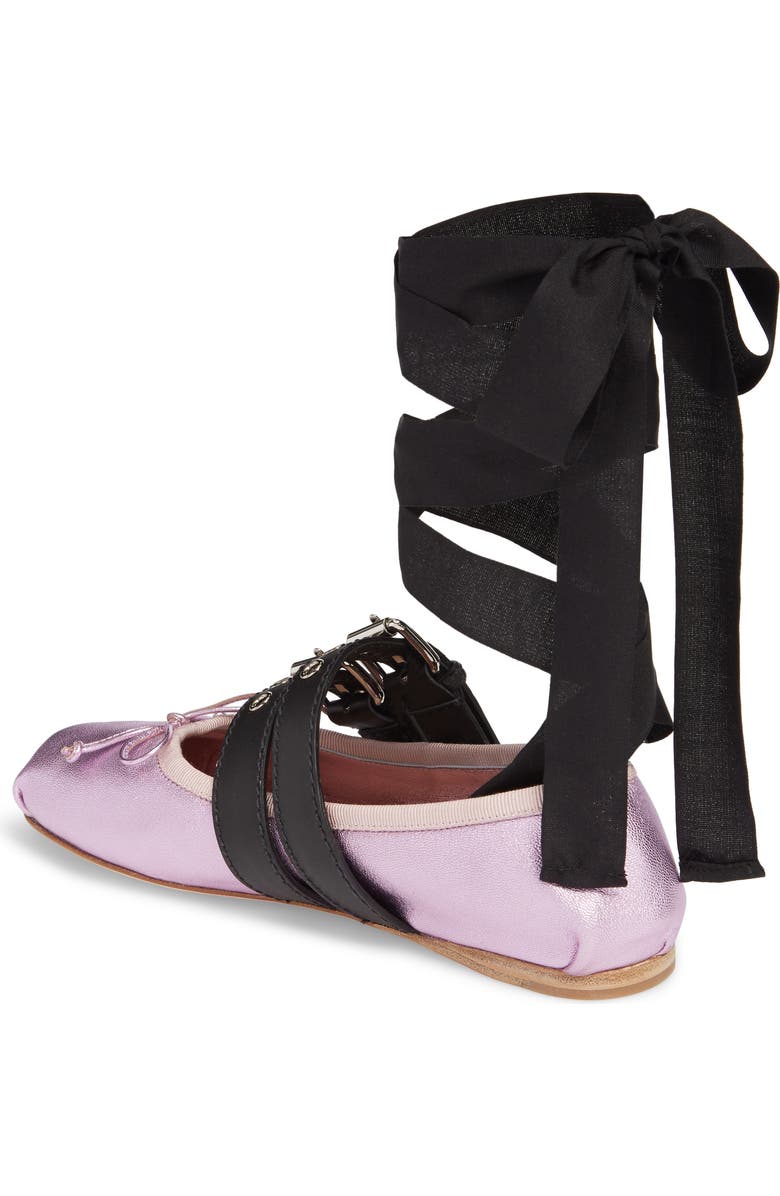 Miu Miu Lace-Up Ballerina Flat, Alternate, color,