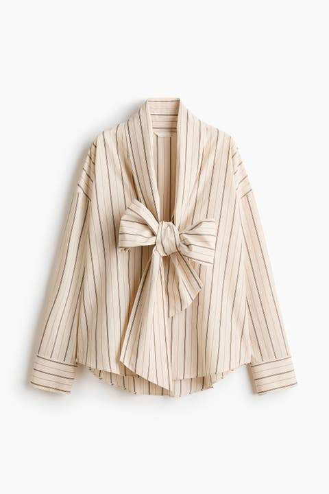 Tie-front Poplin Shirt