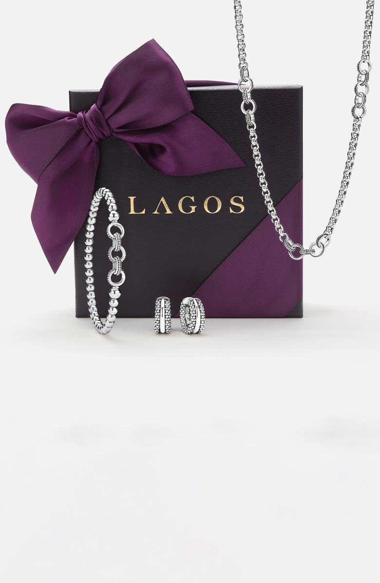 LAGOS Signature Caviar Huggie Hoop Earrings, Alternate, color, Silver