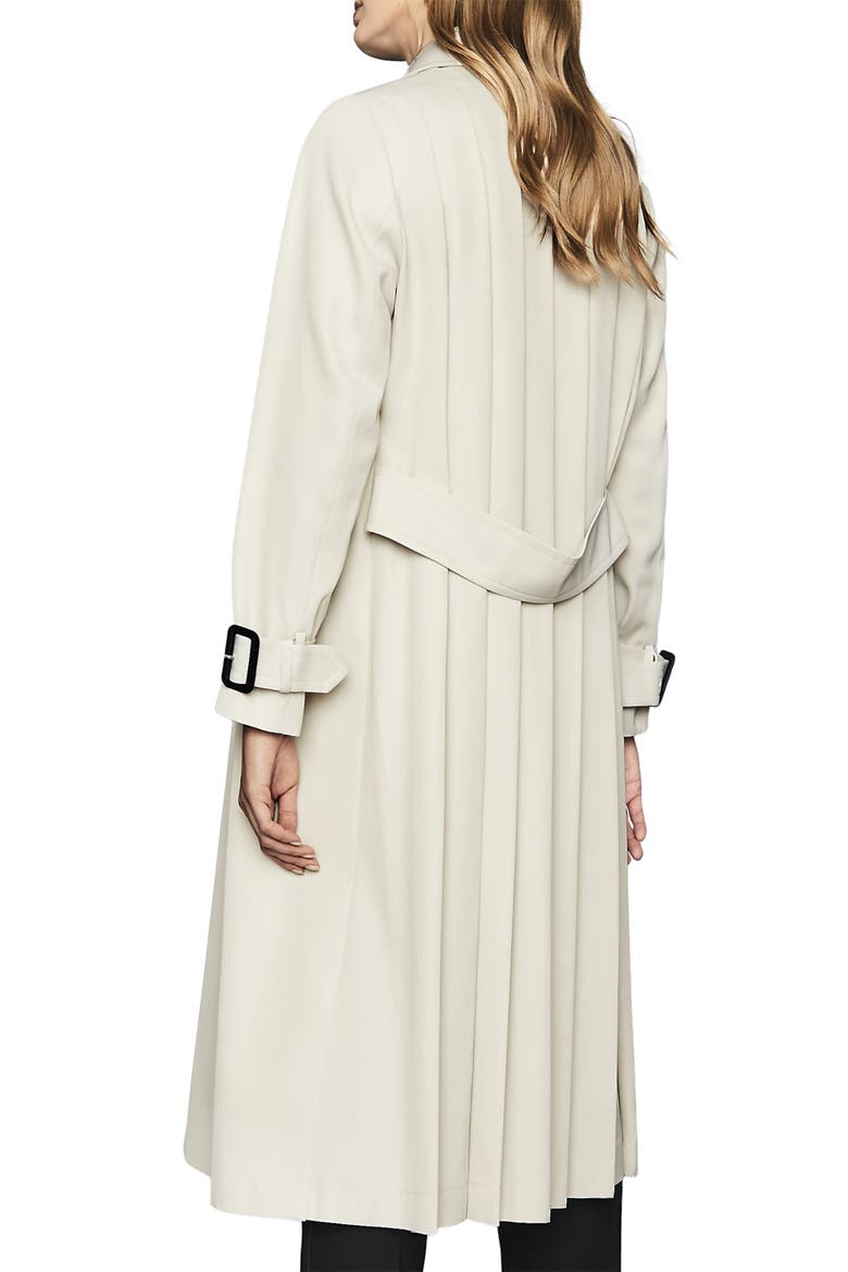 Pixie Pleat Back Trench Coat, Alternate, color, STONE