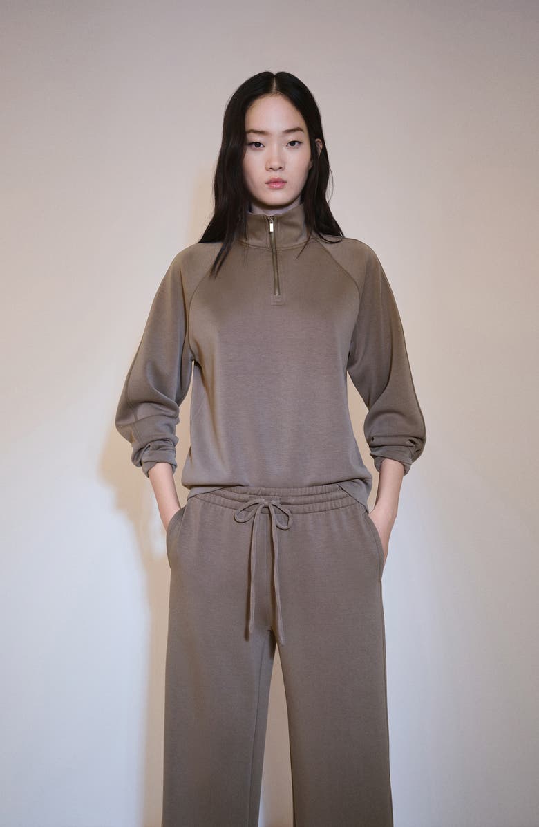 MANGO Elastic Waist Wide Leg Knit Pants, Alternate, color,