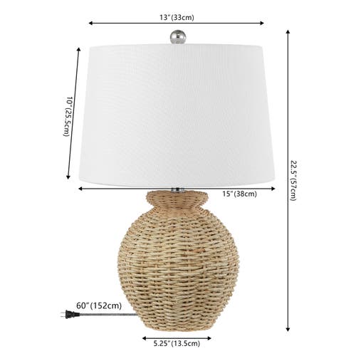 Jonathan Y Nora 22" Rustic Coastal Rattan Globe Led Table Lamps, Brown In Brown