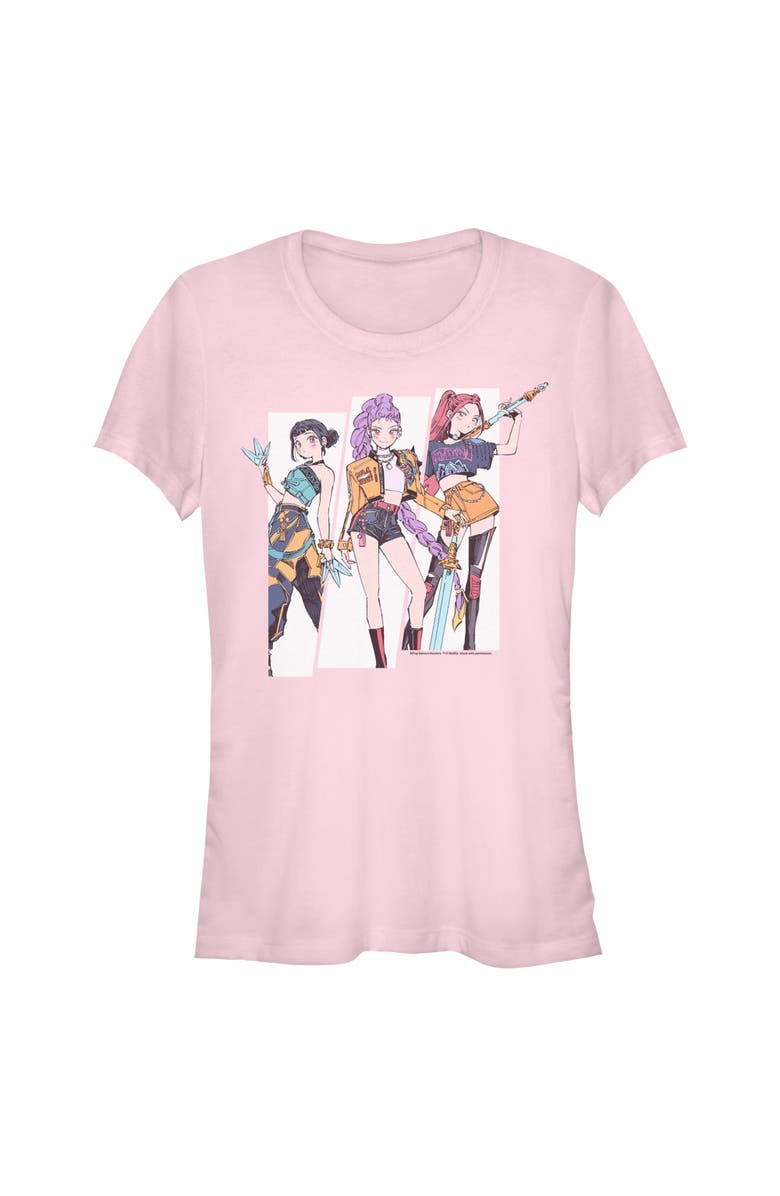 KPop Demon Hunters Junior's KPop Demon Hunters Huntrix Manhwa Style Graphic T-Shirt, Main, color, Light Pink