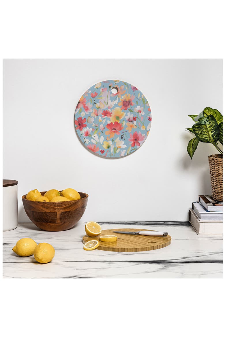 Spring Cosmos Wildflower Print Cutting Board, Alternate, color, BLUE