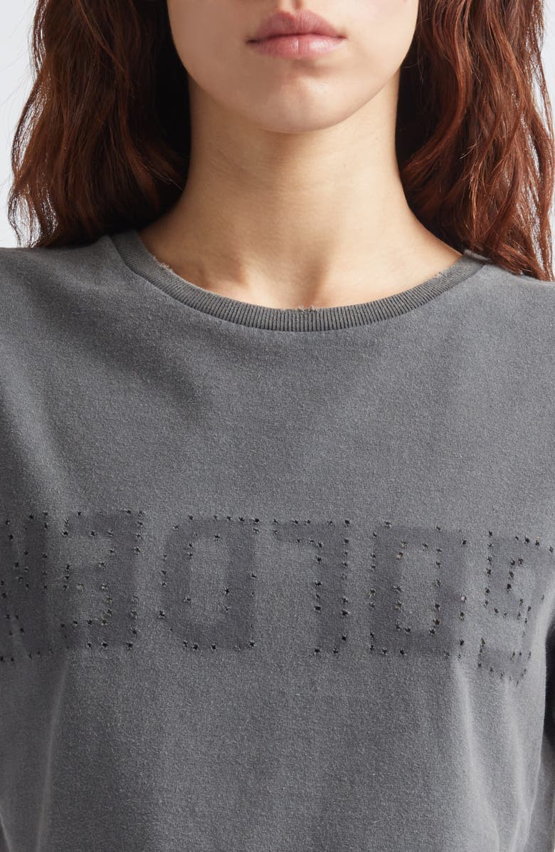 Golden Goose Distressed Cotton Logo Tee, Alternate, color, Anthracite